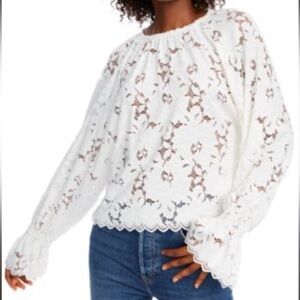 Free People Olivia White Lace Blouse